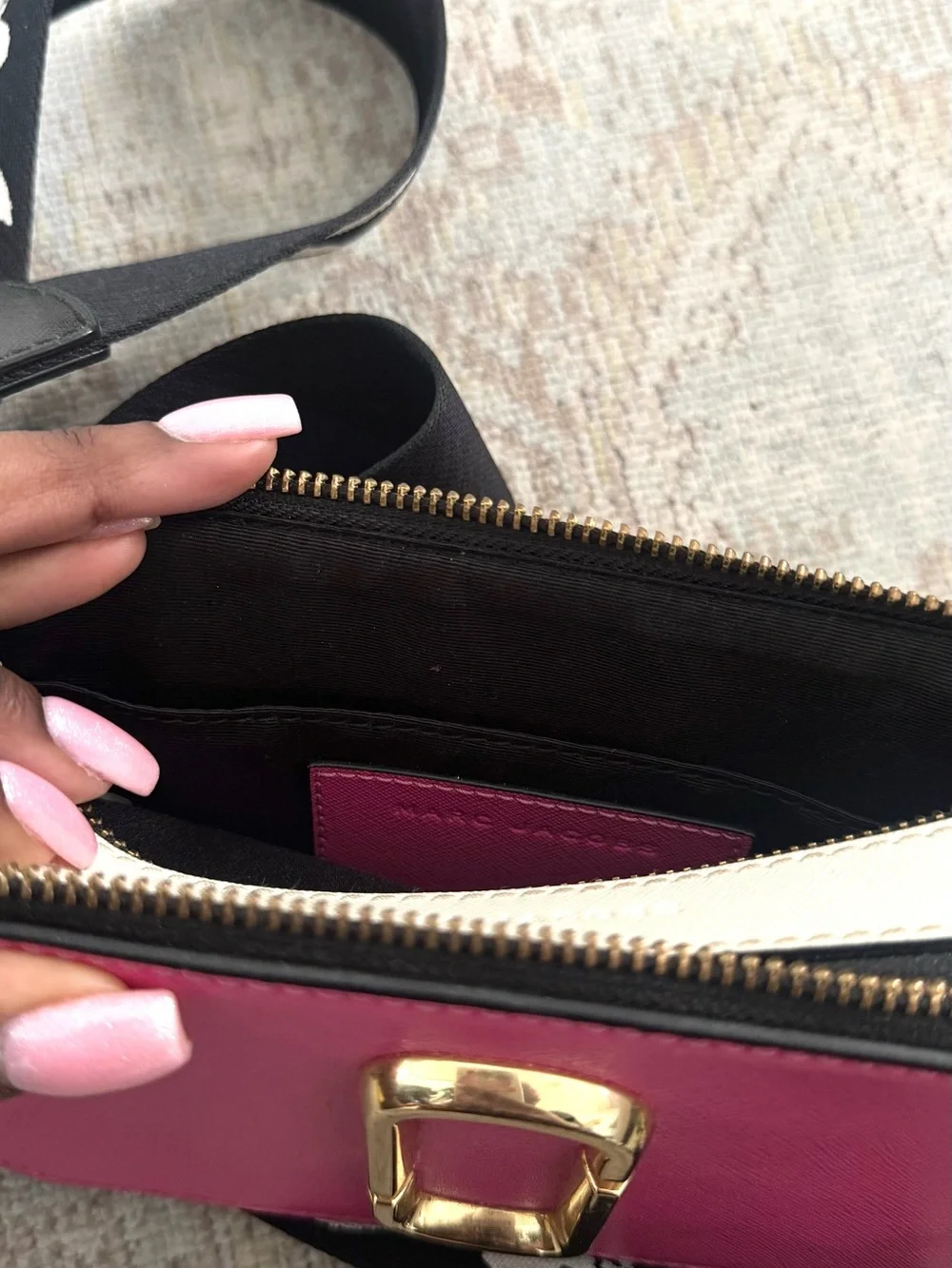 RARE Marc Jacobs Pink and Green Snapshot Camera Bag with Playboy Strap